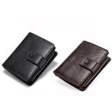 Men Leather Wallet, RFID Blocking Bifold Zipper Pocket Wallet, Card Case Purse with ID Window for Men Gift(Coffee/Black)