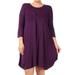 Women's Plus Size 3/4 Sleeve Casual Gathered Detail Solid Relaxed Fit Midi Dress Made in USA