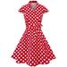 Allegra K Junior's Polka Dots Wrap Fit and Flare Tea Dress with Belt