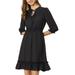 Allegra K Junior's Ruffle Hem 3/4 Sleeve A-Line Short Chiffon Dress