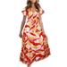 Bescita Women'S Summer V-Neck Dress Beach Bohemian Floral Print Ruffles Holiday Dress