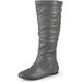 Brinley Co. Womens Extra Wide-Calf Mid-Calf Slouch Riding Boots Grey, 7.5 Extra Wide Calf US