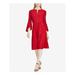 RALPH LAUREN Womens Red Bell Sleeve Keyhole Below The Knee A-Line Party Dress Size: 8