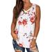 Ladies Summer Beach Tank Tops Casual Criss Cross V Neck T Shirts Boho Floral Print Tunic Loose Basic Tee Women Stylish Sleeveless Blouse T-shirt