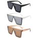 3 Packs Newbee Fashion One Piece Flat Lens Oversized Fashion Sunglasses for Women, Rectangle Flat Top Wind Shield Composite Frame, Square Retro Rimless Style, Pins Design, UV400, Black, White & Brown