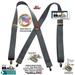 HoldUp Brand Classic Series Grey X-back Suspenders with Patented Silver no-slip clips