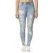 Almost Famous Juniors Denim Stretch Jean - Destructed High Waist Jeans for Women