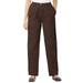 Woman Within Women's Plus Size Tall Elastic-Waist Cotton Straight Leg Pant