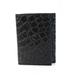 Tardini Embossed Alligator Small Tri-Fold Wallet Black