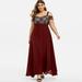 Women Plus Size Cold Shoulder Floral Lace Maxi Party Evening Camis Long Dress