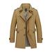 Meihuida Winter Coat Long-sleeve Trench Coat Classic Mid-length Casual Men Windbreaker