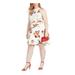 ALMOST FAMOUS Womens White Zippered Floral Halter Knee Length Fit + Flare Dress Size 3X