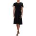 RALPH LAUREN Womens Black Lace Belted Short Sleeve Jewel Neck Above The Knee Fit + Flare Evening Dress Size 0