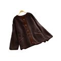 ZANZEA Women Winter Warm Fluffy Coat Button Up Patchwork Plush Outwear