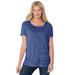 Plus Size Women's Marled Cuffed-Sleeve Tee by Woman Within in Dark Navy Marled (Size 4X) Shirt