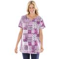 Plus Size Women's 7-Day Print Patchwork Knit Tunic by Woman Within in Deep Claret Geo Patchwork (Size 34/36)