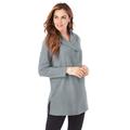 Plus Size Women's Double Button Sherpa Fleece Tunic by Roaman's in Gunmetal (Size L)