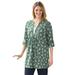 Plus Size Women's 7-Day Box-Stitched Split Neck Tunic by Woman Within in Pine Ditsy Bouquet (Size 38/40)