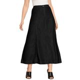 Plus Size Women's Invisible Stretch® Contour A-line Maxi Skirt by Denim 24/7 in Black Denim (Size 30 W)