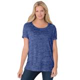 Plus Size Women's Marled Cuffed-Sleeve Tee by Woman Within in Dark Navy Marled (Size 3X) Shirt