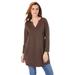 Plus Size Women's Y-Neck Ultimate Tunic by Roaman's in Chocolate (Size L) Long Shirt