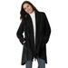 Plus Size Women's Fringed Shawl Collar Fleece Jacket by Woman Within in Black (Size 1X)