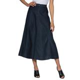 Plus Size Women's Invisible Stretch® Contour A-line Maxi Skirt by Denim 24/7 in Dark Wash (Size 30 W)