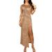 Womens Sexy Wedding Party Cocktail High Slit Slim Sequins Evening Gown Sundress