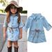 Denim Girl Dress Toddler Kids Baby Girls Vestidos Fashion Denim Dresses Long Sleeve Pocket T-shirt Tops Dress
