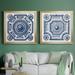 Dakota Fields Indigo Medallion II - 2 Piece Picture Frame Graphic Art Print Set Canvas, Solid Wood in Blue/White | 34.5 H x 69 W x 1.5 D in | Wayfair