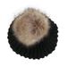 Kiapeise Toddler Girl Winter Warm Hat, Cute Ribbed Knit Beanie Beret Hat with Detachable Pom Pom