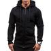 Solid Color Zip Up Jacket Fleece Hoodie for Men Long Sleeve Soft Sweatshirt Jacket Coats up to Size 3XL