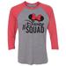 Womens Disney Raglan â€œ #Disney Squad â€� Disney World 3/4 Sleeve Baseball Tee Gift Small, Grey/Red