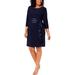 R&M Richards Woman Womens Plus Knit Sequined Cocktail Dress Navy 20W