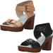 Eric Michael TESS Womens Leather Buckle Strap Platform Heel Sandals