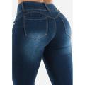 Womens Juniors Ripped Skinny Jeans- Dark Wash Skinny Jeans - Denim Butt Lifting Torn Jeans 10943P
