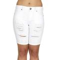 Cover Girl Jeans Juniors Slit Distressed high Rise Bermuda Denim Shorts for Women in White Size 3