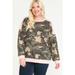 Women's Plus Size Camouflage Print Dolman Sleeve Sweatshirt