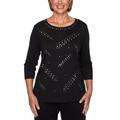 Alfred Dunner Women's Modern Living Grommet Layering Top - Petite Size, Black, Petite XLarge