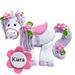 The Holiday Aisle® Unicorn Flowers Hanging Figurine Ornament Plastic in Indigo/Pink | 3 H x 3.25 W x 0.5 D in | Wayfair