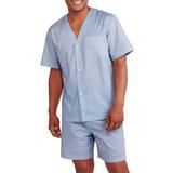 Fruit of the Loom Men's and Big Men's Short Sleeve, Knee-Length Pant Pajama Set