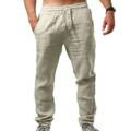 Cotton Linen Yoga Pants for Men Casual Sportswear Loose Trousers Long Pants Sleepwear Khaki