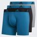 adidas Men's Performance Boxer Briefs Underwear (3-pack), Active Teal/Black Black/Active Teal Onix/Active Teal, Small