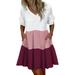 Avamo Women Cute Mini Dress With Pockets Ruffle Short Sleeve V Neck Swing Tunic Dress Summer Casual Printed Sundress