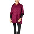 ADRIENNE VITTADINI WOMEN'S SOLID LARGE CABLE KNIT COWL NECK PONCHO