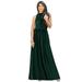 KOH KOH Long Sleeveless Bridesmaid Wedding Party Guest Summer Flowy Casual Brides Formal Evening Sexy Halter Neck Maxi Dress Gown For Women Emerald Green XX-Large US 18-20 NT012