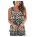 Donald Fashion Women Printed Sleeveless Tops Button Pleated Casual Pullover Vest