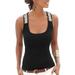 Plus Size Women Sequin Milk Silk Tank Tops Sleeveless Vest Cami Mock Neck Pullover Tops Tee Shirt