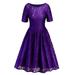 Women Lace Vintage Rockabilly Swing Dress Skater Party Evening Retro Dress Floral Lace Bridesmaid Midi Ballgown Prom Dress