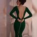 Women's Plus Size Dress Slim Fit Dress Zipper Long Dress Sexy Dress Bodycon Dresses Backless Solid Color Dress